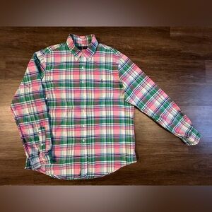 Ralph Lauren Indian Madras Shirt Sz XL Classic Fit Pink Plaid Preppy Cotton